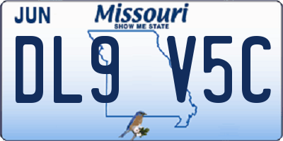 MO license plate DL9V5C