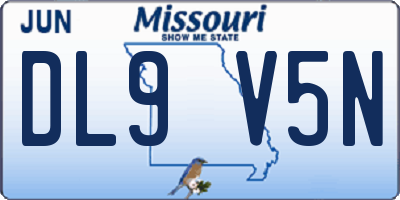 MO license plate DL9V5N