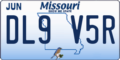 MO license plate DL9V5R