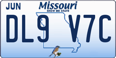 MO license plate DL9V7C