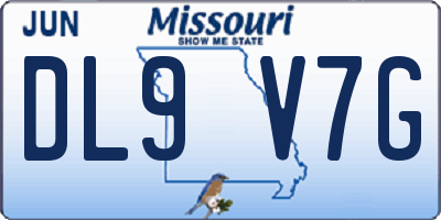 MO license plate DL9V7G