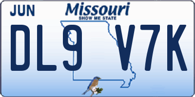 MO license plate DL9V7K