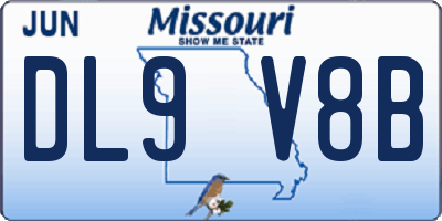 MO license plate DL9V8B