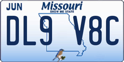 MO license plate DL9V8C