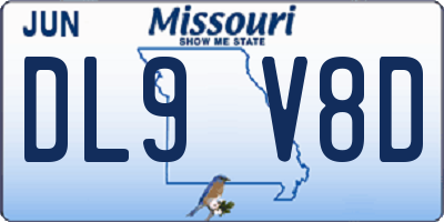 MO license plate DL9V8D