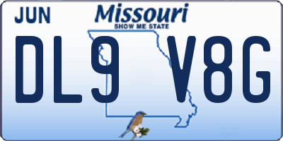 MO license plate DL9V8G