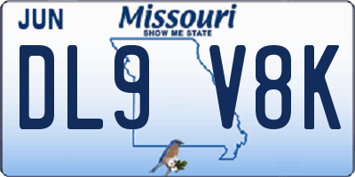 MO license plate DL9V8K