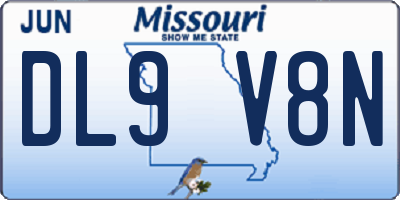 MO license plate DL9V8N