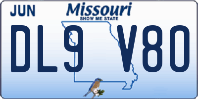 MO license plate DL9V8O