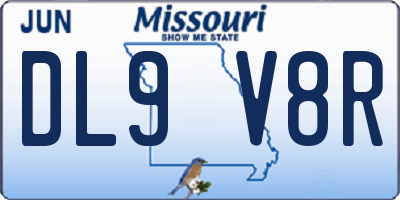 MO license plate DL9V8R
