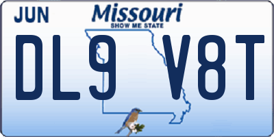 MO license plate DL9V8T