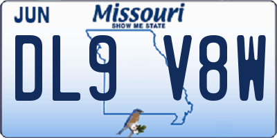 MO license plate DL9V8W