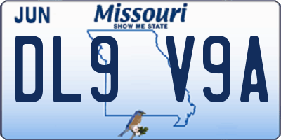 MO license plate DL9V9A