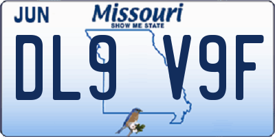 MO license plate DL9V9F