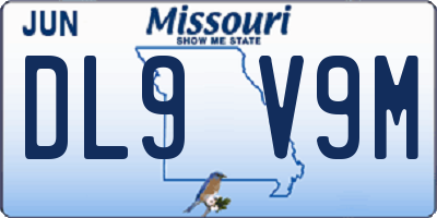 MO license plate DL9V9M