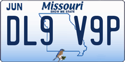 MO license plate DL9V9P