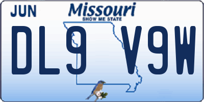 MO license plate DL9V9W