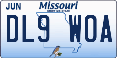 MO license plate DL9W0A