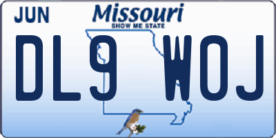 MO license plate DL9W0J
