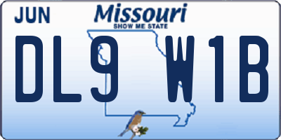 MO license plate DL9W1B