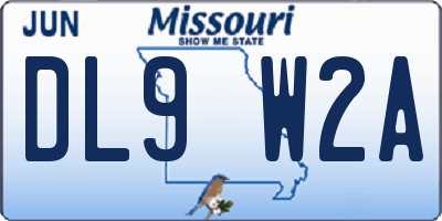 MO license plate DL9W2A