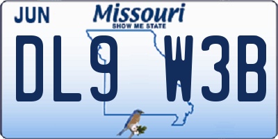 MO license plate DL9W3B