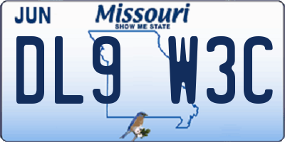 MO license plate DL9W3C