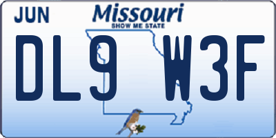 MO license plate DL9W3F