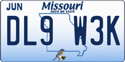 MO license plate DL9W3K