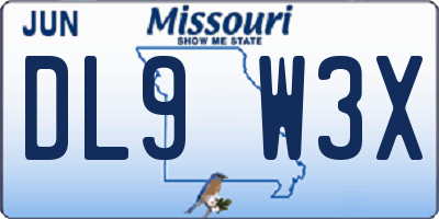 MO license plate DL9W3X