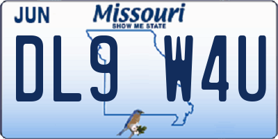 MO license plate DL9W4U