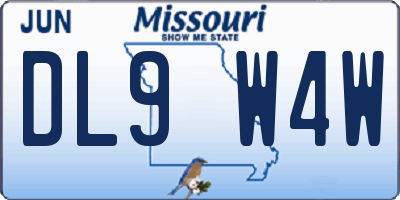 MO license plate DL9W4W