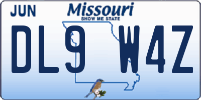 MO license plate DL9W4Z