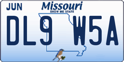 MO license plate DL9W5A