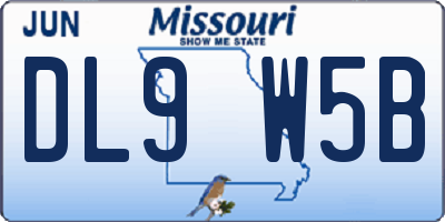 MO license plate DL9W5B