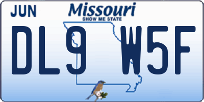 MO license plate DL9W5F