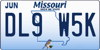 MO license plate DL9W5K