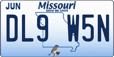 MO license plate DL9W5N