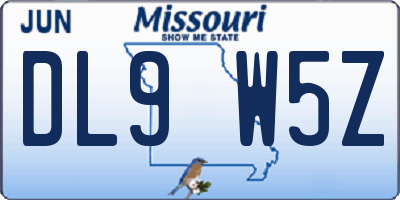 MO license plate DL9W5Z