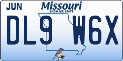 MO license plate DL9W6X