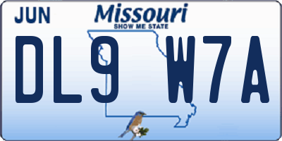 MO license plate DL9W7A