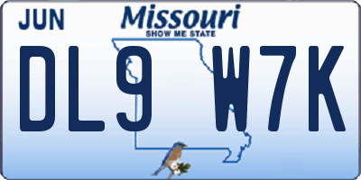 MO license plate DL9W7K