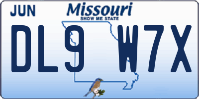 MO license plate DL9W7X