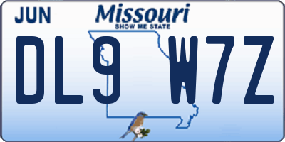 MO license plate DL9W7Z