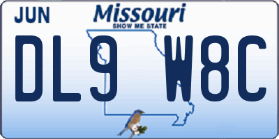 MO license plate DL9W8C