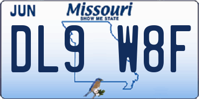 MO license plate DL9W8F