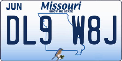 MO license plate DL9W8J