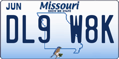 MO license plate DL9W8K