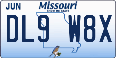 MO license plate DL9W8X
