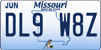 MO license plate DL9W8Z